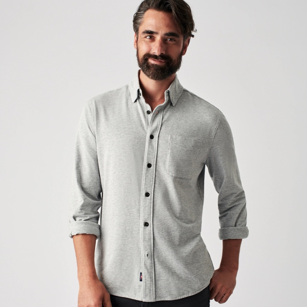 Faherty Movement™ Knit Shirt - True Grey Heather - Small
